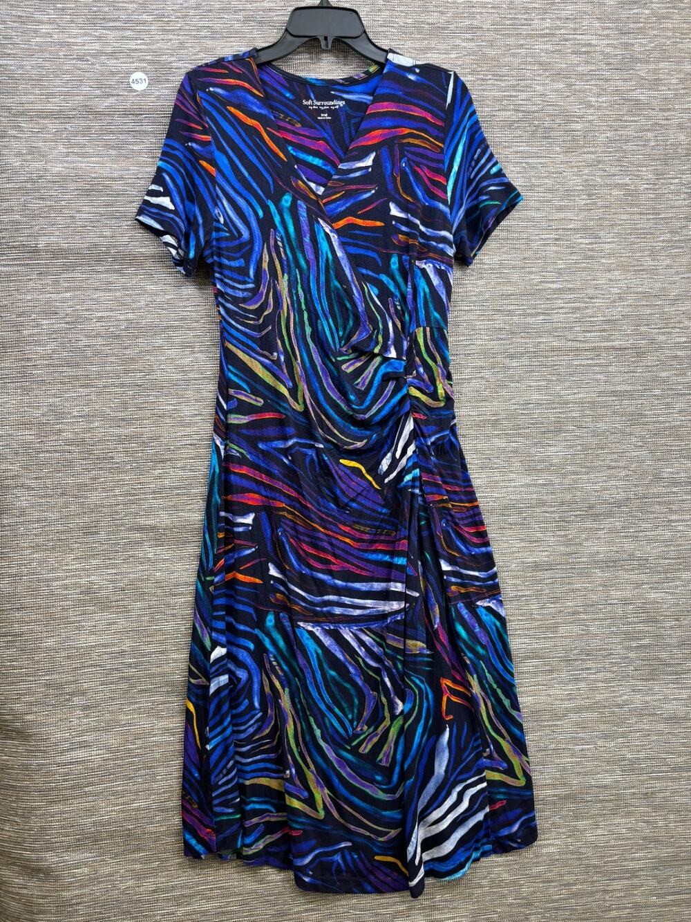 Soft Surroundings Maxi Maribaya Ruched Crossover Faux Wrap Dress Womens Size S
